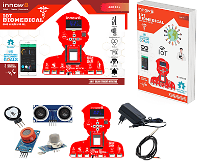 IoT BioMedical Kit | Health Science with Ultrasonic, Smoke, Alcohol, Pulse-Oxygen & Temperature Sensors | SDG Goal: Good Health and Well-being IoT BioMedical Kit | Health Science with Ultrasonic, Smoke, Alcohol, Pulse-Oxygen & Temperature Sensors | SDG Goal: Good Health and Well-being